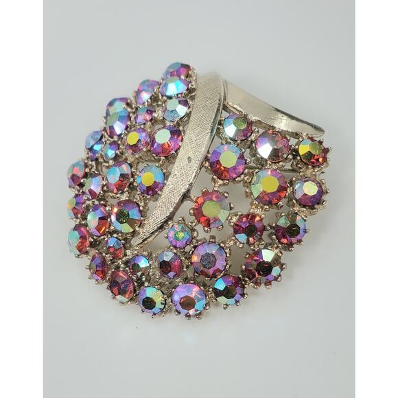 Vintage Art Mode-Art Arthur Pepper Aurora Borealis Brooch & Clip On Earrings Set - Picture 9 of 11